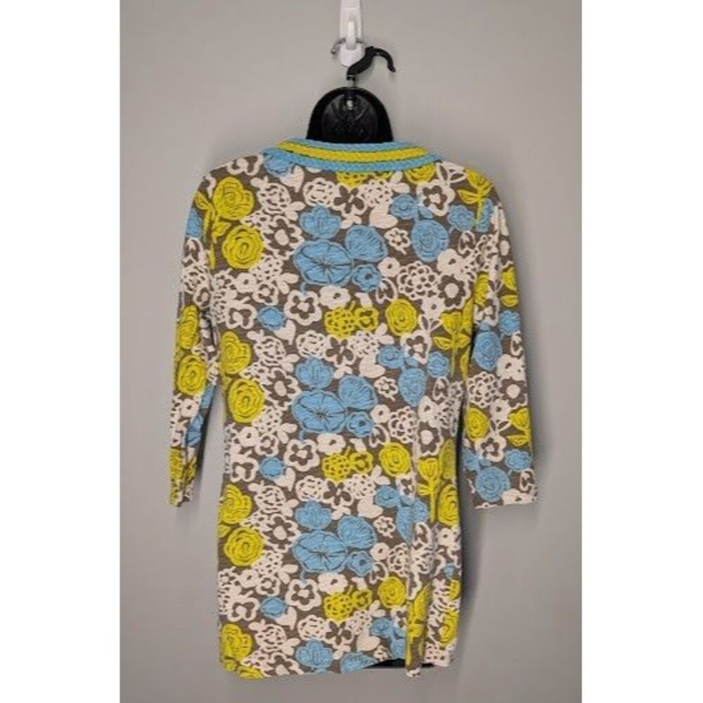 Boden Multicolor Blue/Yellow Braided V-Neck Tunic Top Size 8 - Picture 3 of 4